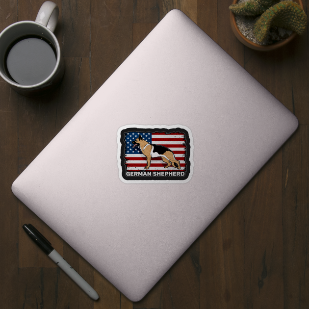 German Shepherd Dog American Flag by RadStar